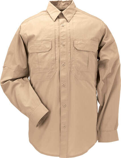 5.11 Tactical TACLITE Pro Long Sleeve Shirt in Coyote, front view